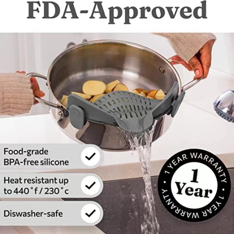 Adjustable Silicone Clip-On Strainer – Fits Pots, Pans & Bowls