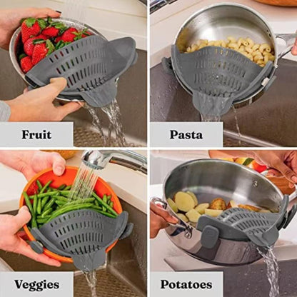 Adjustable Silicone Clip-On Strainer – Fits Pots, Pans & Bowls