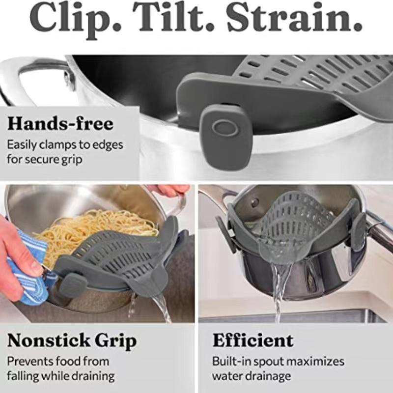 Adjustable Silicone Clip-On Strainer – Fits Pots, Pans & Bowls