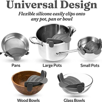 Adjustable Silicone Clip-On Strainer – Fits Pots, Pans & Bowls